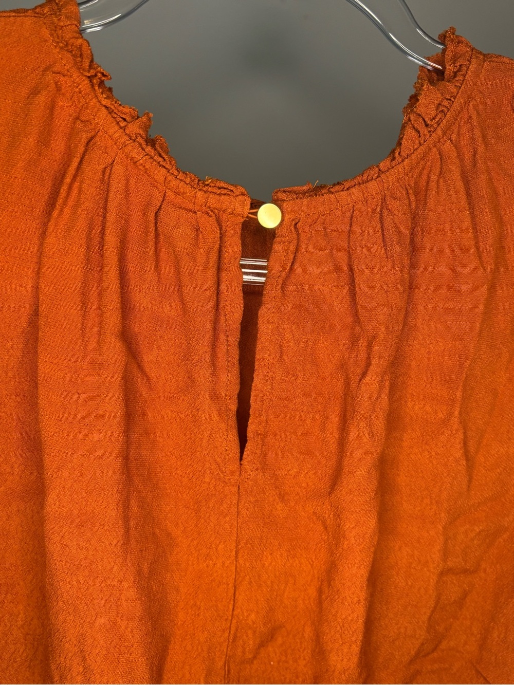 Women's Rust Ruffle Sleeve Blouse - Picture 3 of 5